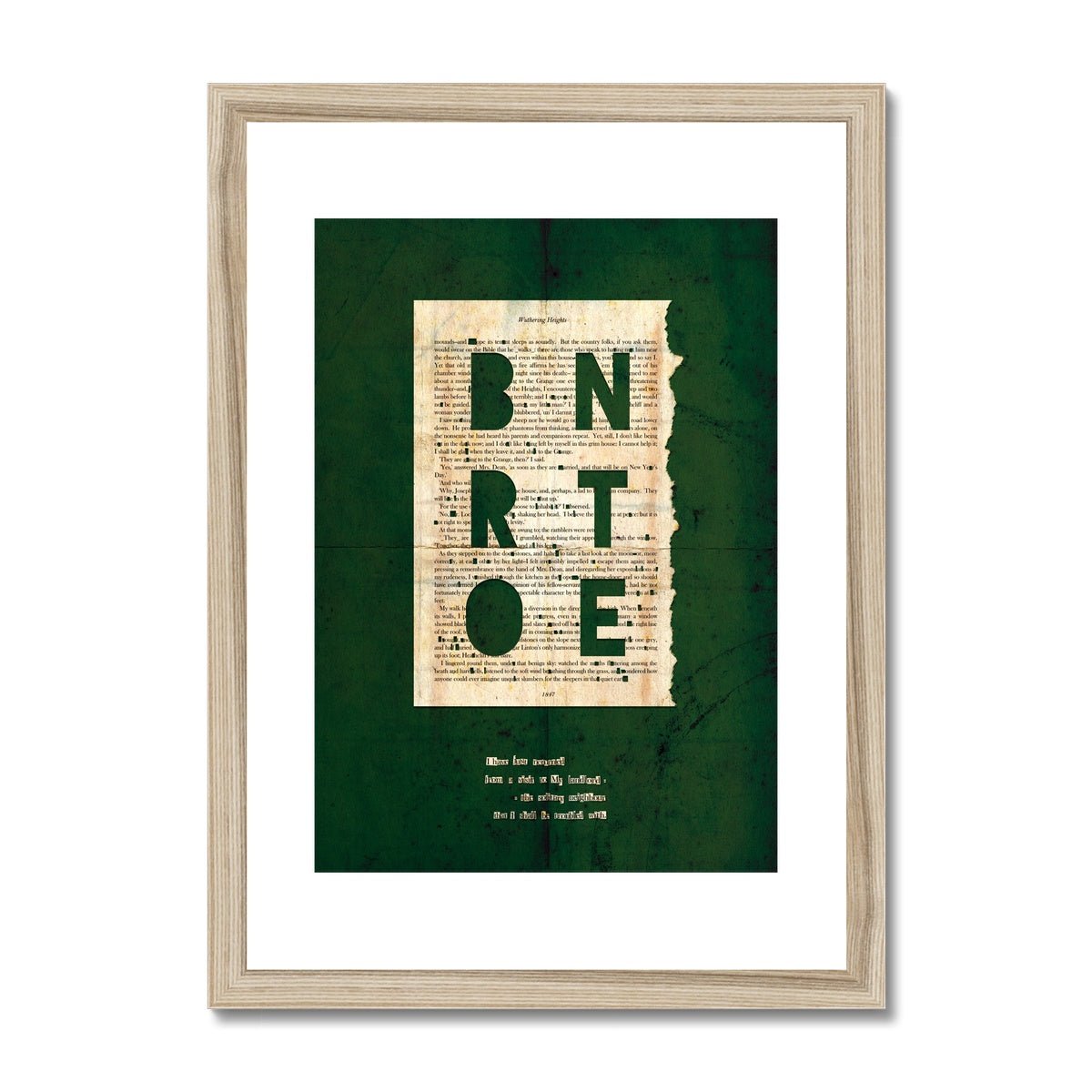 Wuthering Heights "Bronte" fine art literature print in green  // artist
